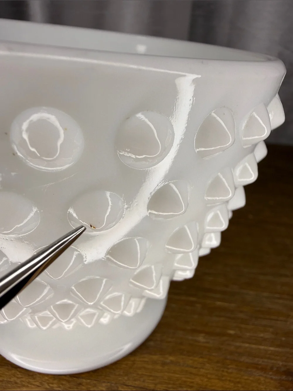Vtg Hobnail White Milk Glass Footed Bowl Candy Dish